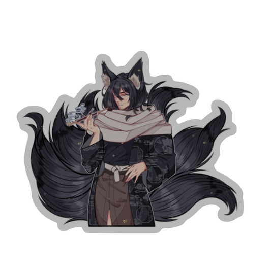 Kitsune Zawa die cut sticker